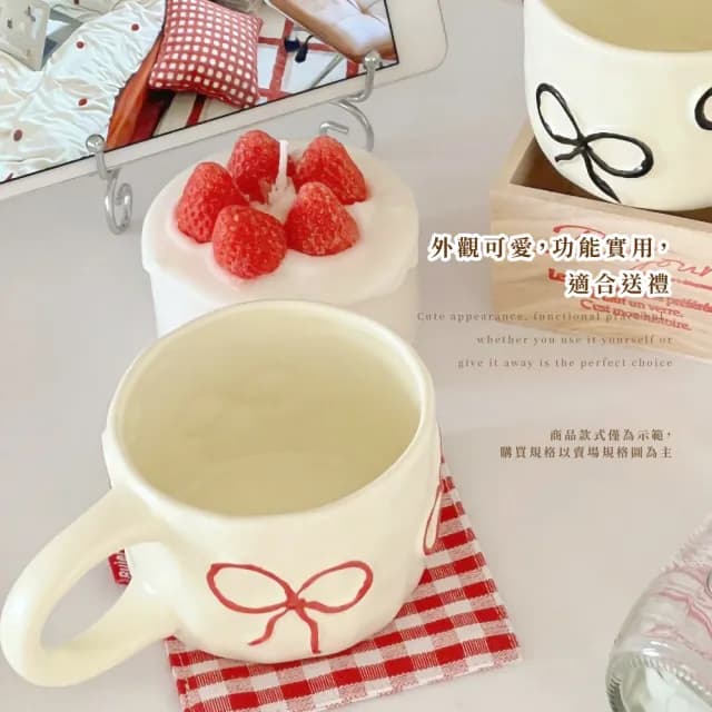 【芭蕾舞風】蝴蝶結馬克杯(ins風 可愛陶瓷杯 水杯 咖啡杯 牛奶杯 印花 辦公室 學生 生日禮物)