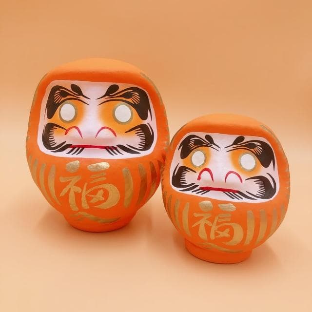 【江戶御緣物語】招福祈願 達摩不倒翁 だるま 橘色 12cm(擺設 送禮 許願 DIY)