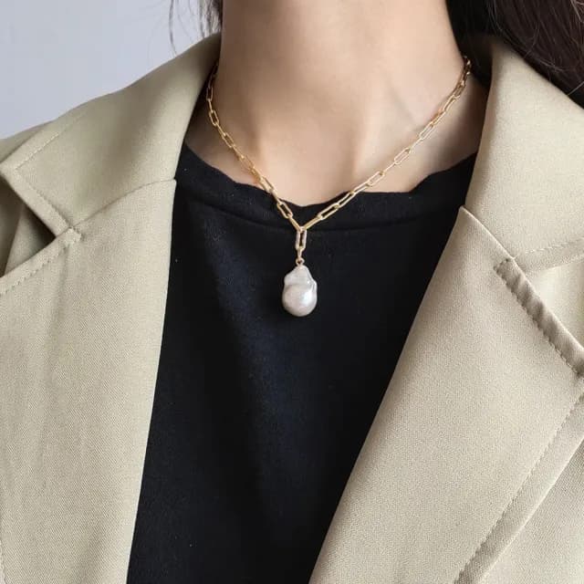 【LEEHER】雙11 金項鍊/珍珠項鍊/純銀項鍊/ins項鍊/手工項鍊/日系項鍊/項鍊/巴洛克珍珠項鍊/短