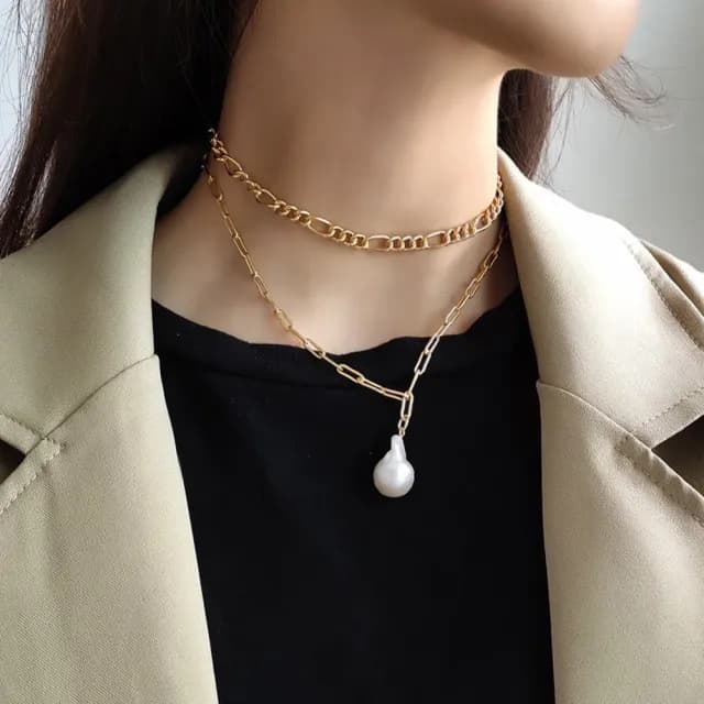 【LEEHER】雙11 金項鍊/珍珠項鍊/純銀項鍊/ins項鍊/手工項鍊/日系項鍊/項鍊/巴洛克珍珠項鍊/短