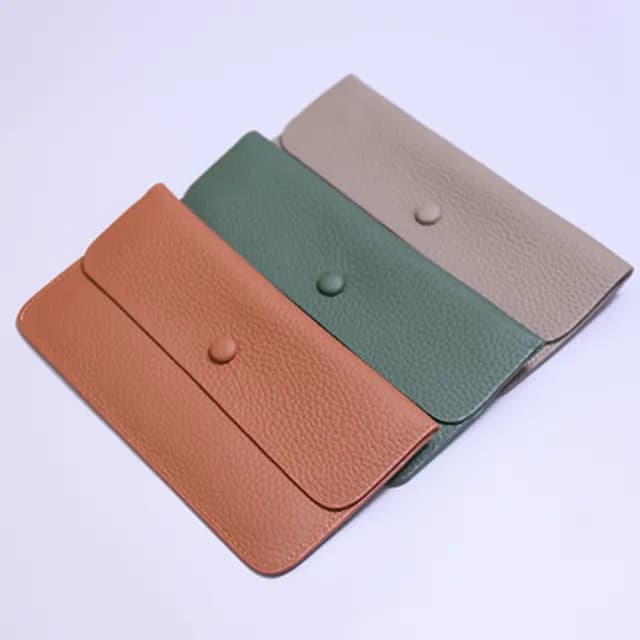 【LEEHER】雙11 女生/長夾/信封錢包/超薄皮夾/長款錢包/牛皮手拿包/錢夾/黑色錢包/灰 