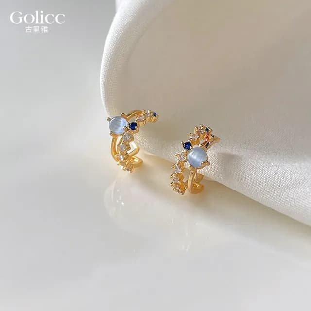【Golicc】夜之星 法式 簡約浪漫鋯石耳環(七夕 情人節 生日 飾品 耳釘 耳飾 耳墜 禮物)