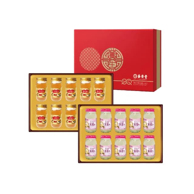 【華齊堂】蜂王乳金絲燕窩晶露禮盒+珍珠粉燕窩飲禮盒雙響組