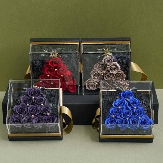 【CNFlower 西恩】ROSY CHRISTMAS TREE-灰棕 恆星花禮(送禮推薦/永生花/浪漫/驚喜/聖誕限定)