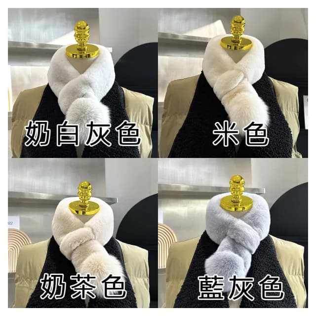 【HaNA 梨花】韓國東大門現貨採購．真獺兔毛球球超保暖毛毛圍巾(現+預)