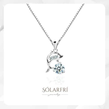 【SOLARFRi】閃耀海豚項鍊｜女士CZ鋯鑽項鏈可調鍊圍大小附品牌禮盒包裝(閨蜜女友老婆情人生日交換聖誕禮物)