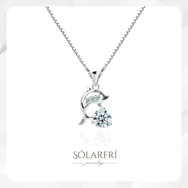 【SOLARFRi】閃耀海豚項鍊｜女士CZ鋯鑽項鏈可調鍊圍大小附品牌禮盒包裝(閨蜜女友老婆情人生日交換聖誕禮物)