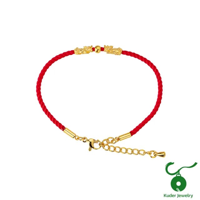 【K.D.J 圓融珠寶】999黃金 招財貔貅搶珠 手鍊