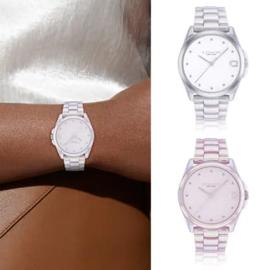 【COACH】官方授權 Greyson 優雅質感珠光陶瓷腕錶-36mm/2色可選 情人節 禮物(14504390/14504391)