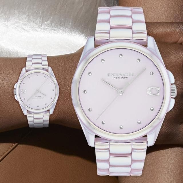 【COACH】官方授權 Greyson 優雅質感珠光陶瓷腕錶-36mm/2色可選 情人節 禮物(14504390/14504391)