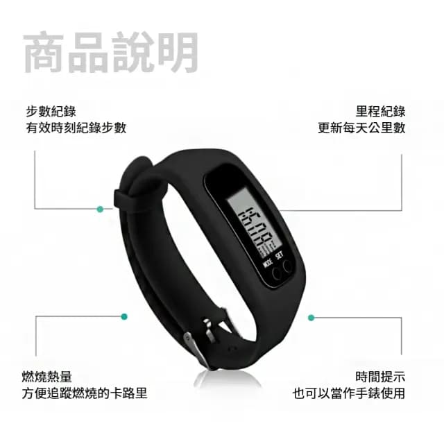 【科技好物】矽膠錶帶式LED電子運動計步器(簡易操作 長輩可用 運動手環 計步器 運動手錶)
