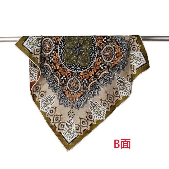【Jun Jun】真絲羊毛中方巾 圍巾 領巾 65*65cm(花城)