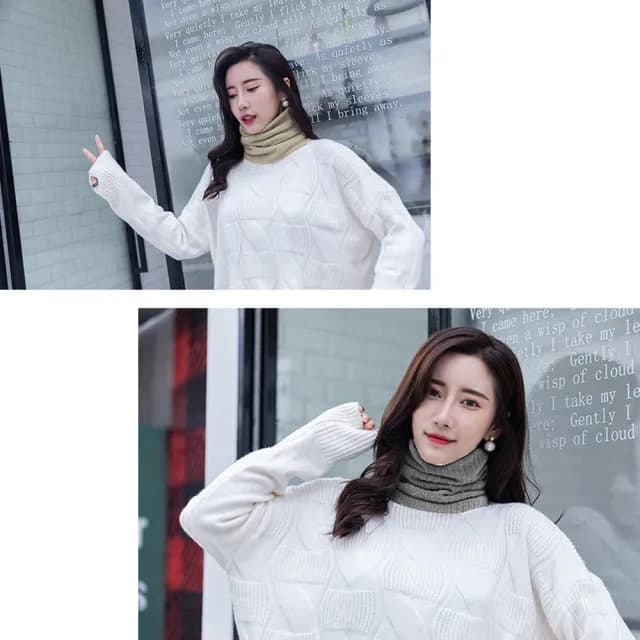 【QIDINA】韓式百搭雙層毛絨超保暖男女圍脖-B(脖圍巾 頭套 面罩 帽子)