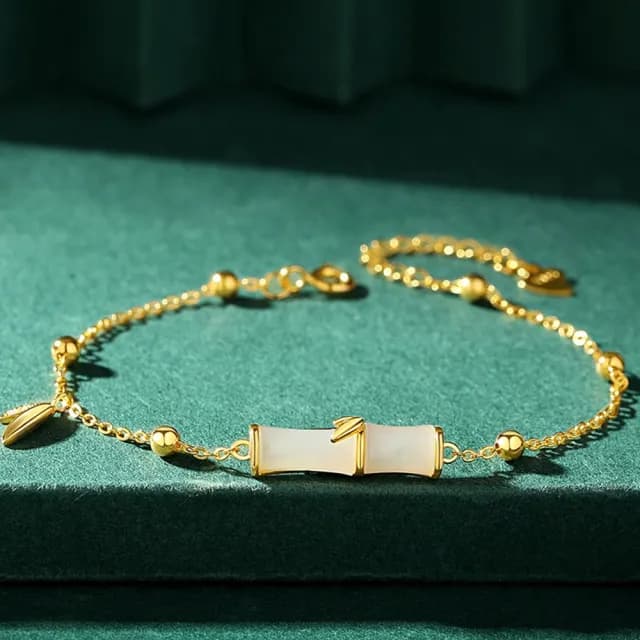 【LEEHER】雙11 寶石手鍊/竹節手鍊/純銀手鍊/猫眼石手鍊/手鍊/保平安/小眾設計/百搭飾品/開運手