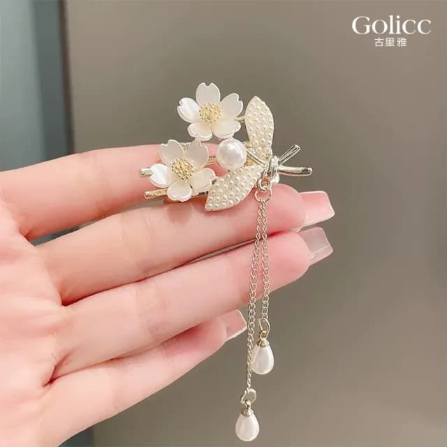 【Golicc】髮夾 古典流蘇花朵 仙氣爆棚小抓夾(七夕 情人節 生日 髮飾 頭飾 鯊魚夾 抓夾 禮物)