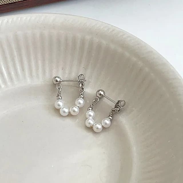 【LEESA】情人節禮物 珍珠耳環\純銀耳飾\銀耳環\低敏耳環\銀針\耳環\韓國飾品\氣質耳環\百搭飾品\禮物