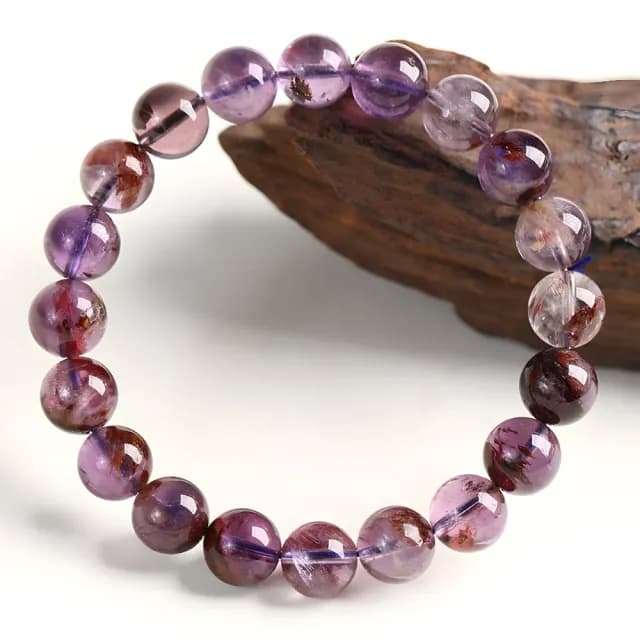 【名都】天然紫幽靈 極光紫鈦圓珠手鍊(10mm 開運手串 幸運手飾 手環 水晶手鍊 生日禮物)
