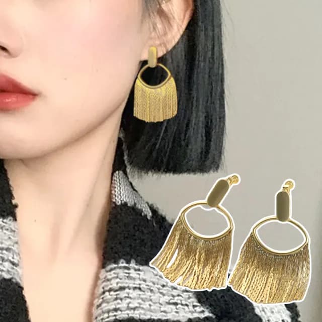 【LEESA】情人節禮物 流蘇耳環\K金耳環\大耳環\耳飾\歐美耳環\浮誇耳環\造型耳環\垂吊式耳環\耳環\銀針耳環