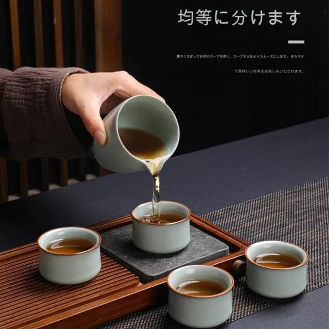 【TEA Dream】日式質感青森系復刻開片汝窯茶具陶瓷茶具禮盒組(長輩禮盒 年節送禮)