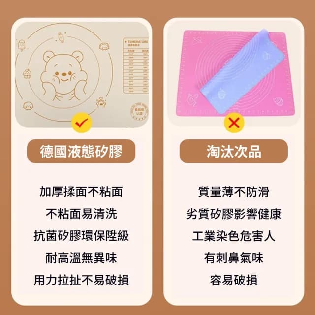 【Cookee】防水邊5mm加厚矽膠揉麵墊 矽膠烘焙墊 桿麵墊 多功能墊子 70x50cm 交換禮物(附切麵刀)