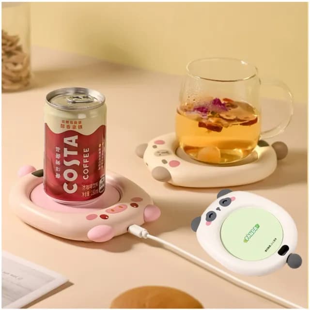【Klova】卡通萌寵智能恆溫杯墊 數位顯示暖杯墊 三檔調溫 加熱杯墊 55°C保溫墊(生日/交換禮物/節日禮物)