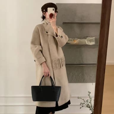【巴黎精品】現貨+預購 羊毛大衣毛呢外套(保暖圍巾圓領雙面絨洋氣高級女外套5色a1ik42)