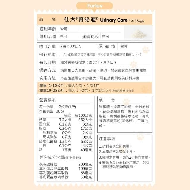 【Furluv 樂球】佳犬腎泌適 3盒組(狗腎臟保養品/狗泌尿道保健/寵物保健)