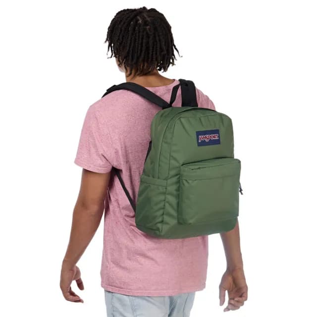 【JANSPORT】情人節禮物 SUPERBREAK PLUS 經典後背包 軍綠色(JS0A4QUEKM1)