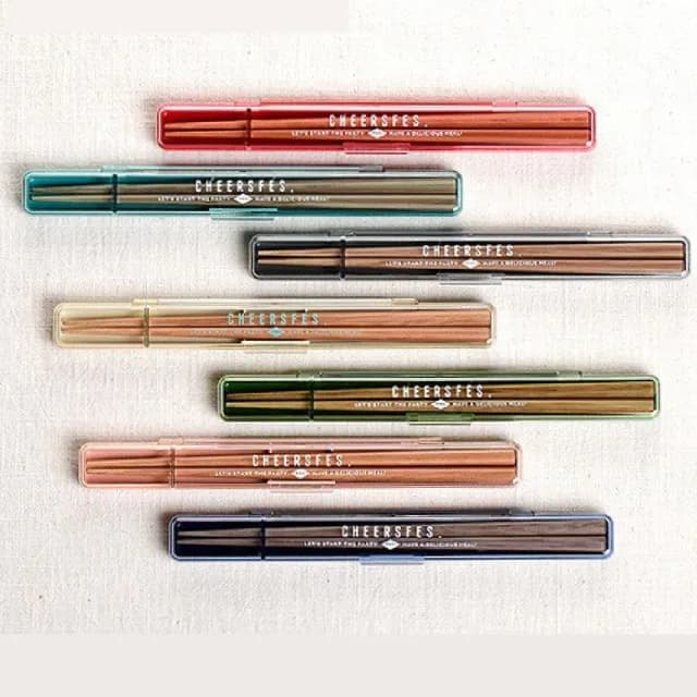 【SABU HIROMORI】日本製CHEERSFES天然木筷+靜音收納盒2件組 20cm(可洗碗機 環保筷 餐具組 2色)