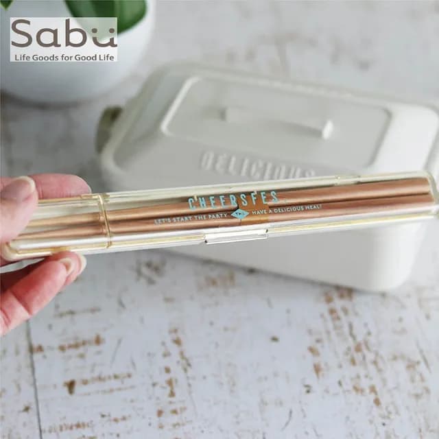 【SABU HIROMORI】日本製CHEERSFES天然木筷+靜音收納盒2件組 20cm(可洗碗機 環保筷 餐具組 2色)