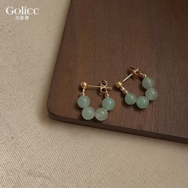 【Golicc】耳環 圓潤飽滿 中式氣質(七夕 情人節 生日 飾品 耳釘 耳飾 耳墜 禮物)