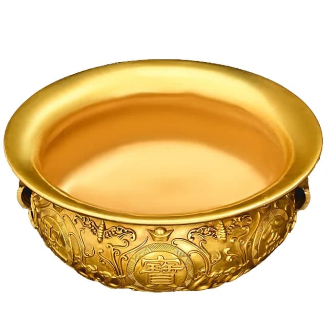 【不大不小 這個 全銅聚寶盆 剛剛好】精緻加厚 招財納福 養成吸錢風水(送禮自用 開店 辦公桌)