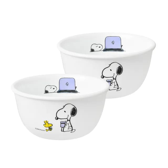 【CorelleBrands 康寧餐具】SNOOPY BRUNCH 2件式餐碗組(325ml中式飯碗x2)