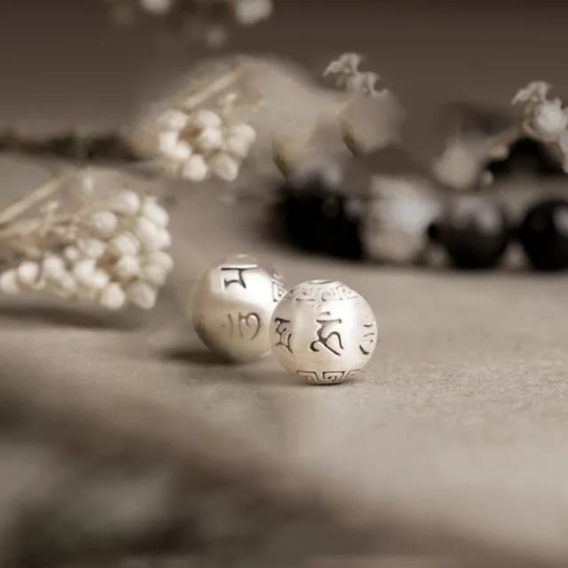 【Penny珮妮】黑曜石純銀六字箴言手鍊8mm(母親節禮物/交換禮物/送女友/送男友/生日禮物/情人節/父親節)