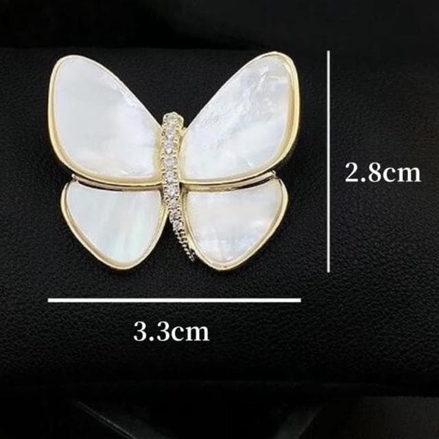 【Penny珮妮】淡水貝母蝴蝶鑲鑽胸針吊墜兩用(母親節禮物/交換禮物/送女友/送閨蜜/生日禮物/情人節)