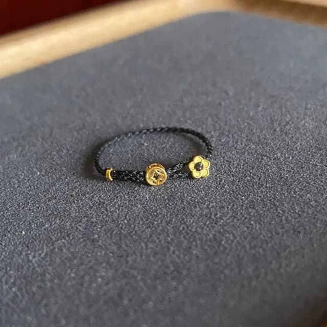 【Penny珮妮】手工編織繩錢幣有錢花戒指2色可選(母親節禮物/交換禮物/送女友/生日禮物/情人節/送男友)