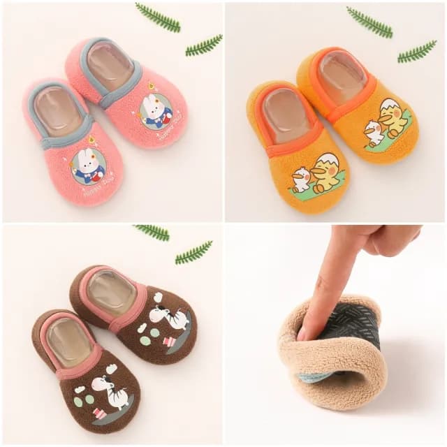 【橘魔法】（3雙入）動物膠印厚棉絨保暖室內鞋襪(防滑膠點 地板襪 襪子 室內鞋 兒童 童襪 童裝 男童 女童)