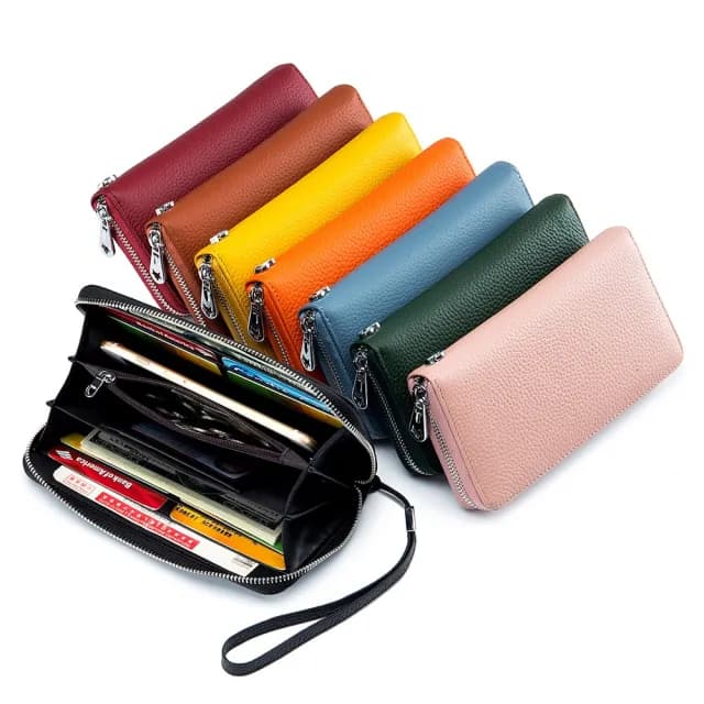 【希賽德】RFID牛皮長夾錢包 真皮皮夾 女皮夾 長夾包 錢包女長夾 拉鍊長夾女 女用長皮夾(拉鏈女長皮夾)