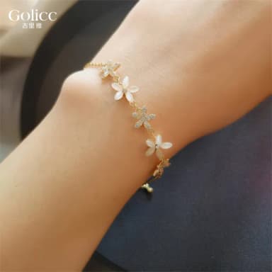 【Golicc】手鍊 小花貓眼石 星光手環(母親節 生日 情人節 手環 手繩 首飾 飾品 禮物)