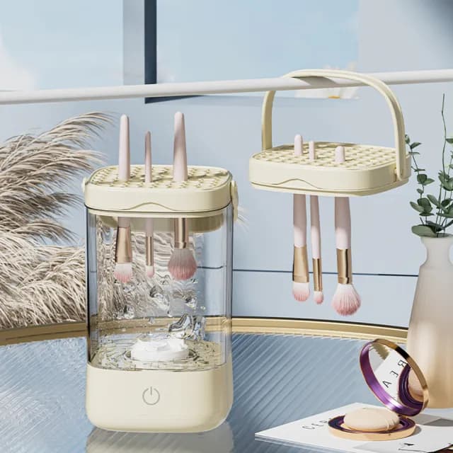 【Homeco】全自動電動速乾化妝刷清潔器 美妝蛋刷具清潔器 美妝工具刷具清洗機交換禮物(自動清洗器)