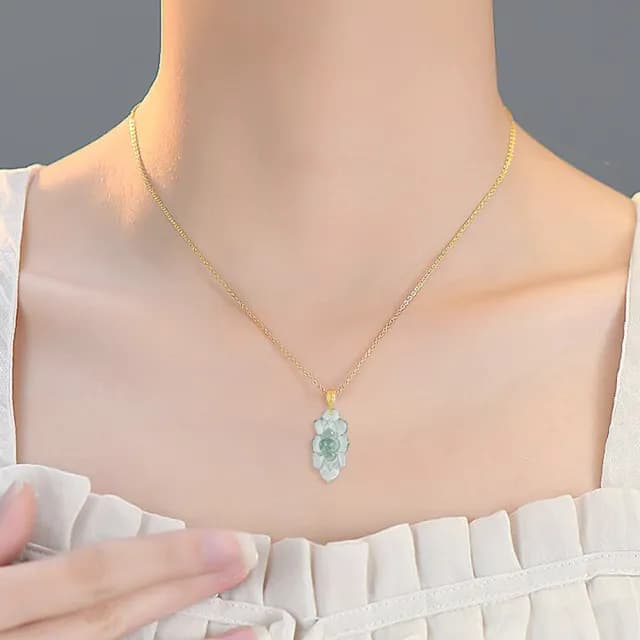 【MoonDy】雙11 項鍊女 翡翠 藍水晶 吊墜 生日禮物 開運 開運水晶 玉石 掛件 女項鍊 開運項鍊  