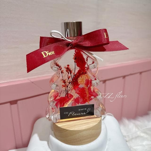 【喜滋滋花藝】許願聖誕樹浮游花永生花夜燈禮盒-經典聖誕紅(交換禮物/聖誕禮物/生日禮物/耶誕節/聖誕卡片)