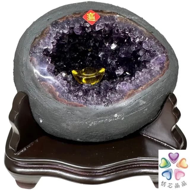 【恬芯晶品】S29精選烏拉圭紫晶洞1.9KG錢袋子(圓洞聚財招財貴人開運風水帝王紫水晶新居禮物補財庫聖誕節)