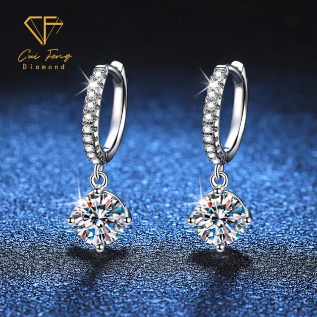 【CF鑽飾】耳環 莫桑鑽《微鑲四爪》(雙11限定 耳釘 耳針 耳飾 聖誕 交換禮物 生日 求婚)