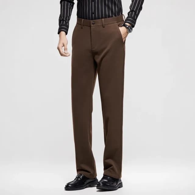 【米蘭精品】現貨+預購 男商務西裝褲修身西裝褲直筒褲機能免燙(男長褲休閒彈力羊毛寬鬆父親節禮物3色74jh4)