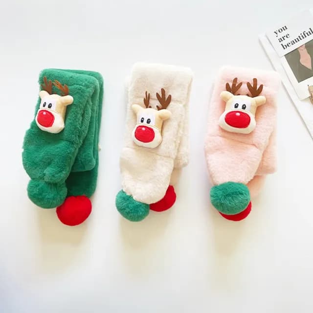 【橘魔法】可愛麋鹿公仔娃娃保暖圍脖(圍巾 聖誕  過年 喜宴 新年 寒流 保暖 兒童 女童 男童 交換禮物)