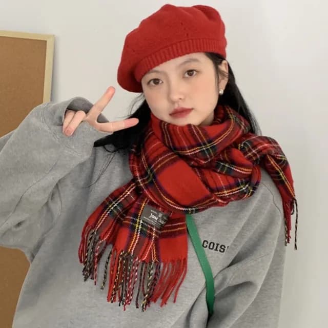 【KT DADA】情人節禮物 百搭圍巾 復古圍巾 格子圍巾 韓國圍巾 防風毯 冷氣毯 披巾 圍脖 圍巾 保暖披肩 生日