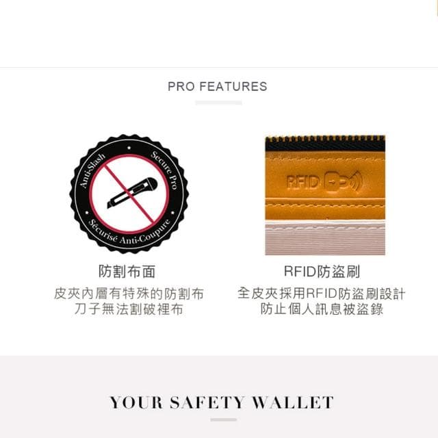 【BESIDE-U】輕量防割 18卡片 RFID防盜刷 拉鍊長夾 黑色(招財／禮物／皮夾)