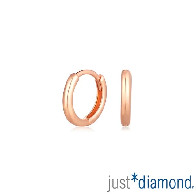 【Just Diamond】簡約光華 18K玫瑰金耳環(大-網路限定)