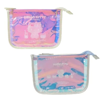【小禮堂】母親節禮物 Sanrio 三麗鷗 Hello Kitty 極光化妝包 - 50週年系列(平輸品)